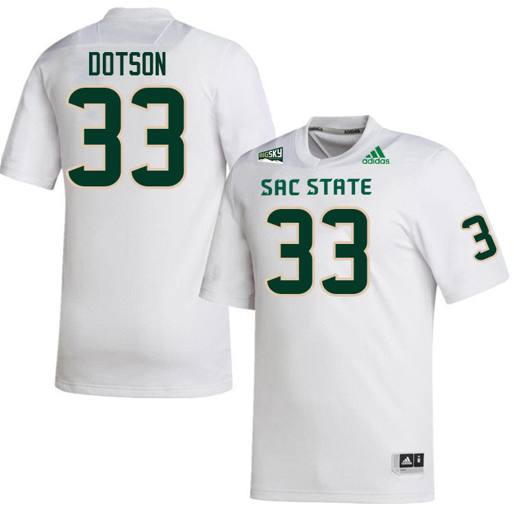 Sacramento State Hornets #33 Elijah Dotson College Football Jerseys Stitched Sale-White